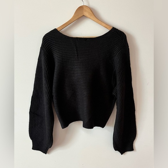 525 America Women's Two-Way Twist Knit Sweater Size Large Black - Picture 10 of 11